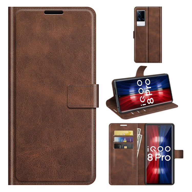 For vivo iQOO 8 Pro Retro Calf Pattern Buckle Horizontal Flip Leather Case with Holder & Card Slots & Wallet
