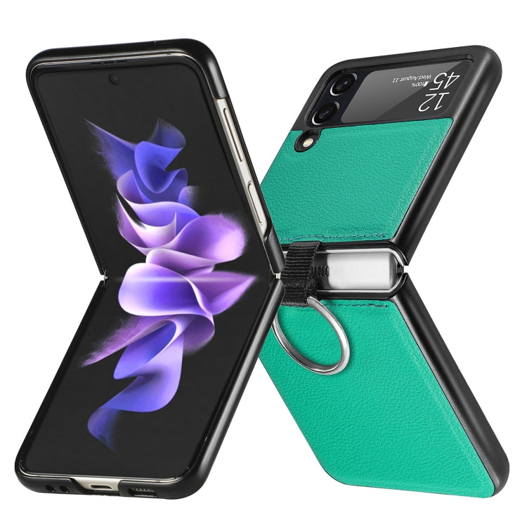 For Samsung Galaxy Z Flip3 5G Litchi Pattern Folding Phone Case with Ring Buckle