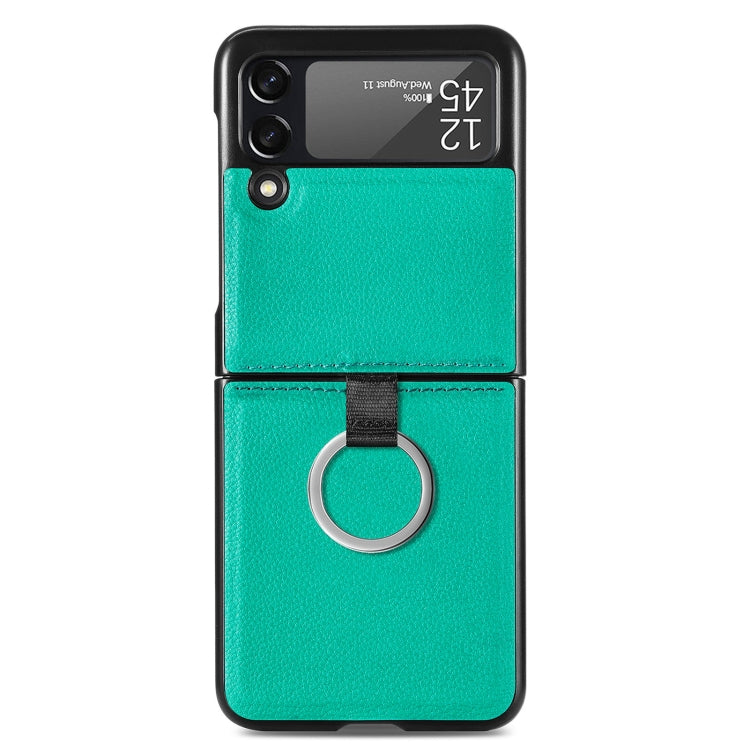 For Samsung Galaxy Z Flip3 5G Litchi Pattern Folding Phone Case with Ring Buckle