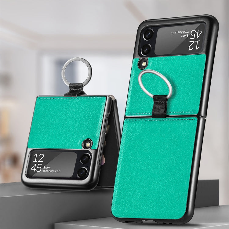 For Samsung Galaxy Z Flip3 5G Litchi Pattern Folding Phone Case with Ring Buckle