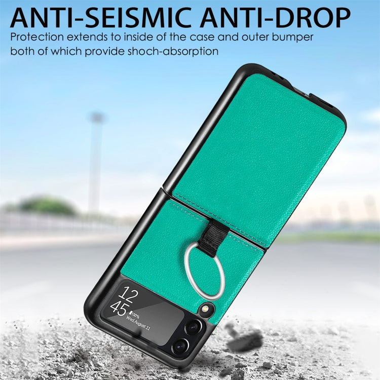 For Samsung Galaxy Z Flip3 5G Litchi Pattern Folding Phone Case with Ring Buckle