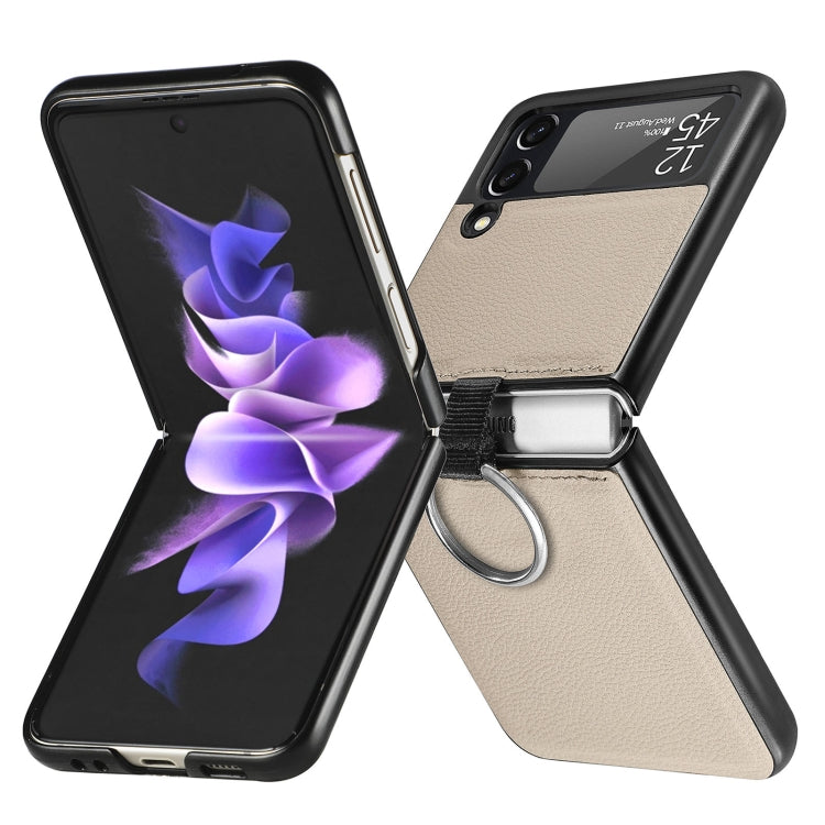 For Samsung Galaxy Z Flip3 5G Litchi Pattern Folding Phone Case with Ring Buckle