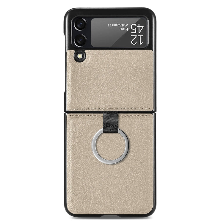 For Samsung Galaxy Z Flip3 5G Litchi Pattern Folding Phone Case with Ring Buckle