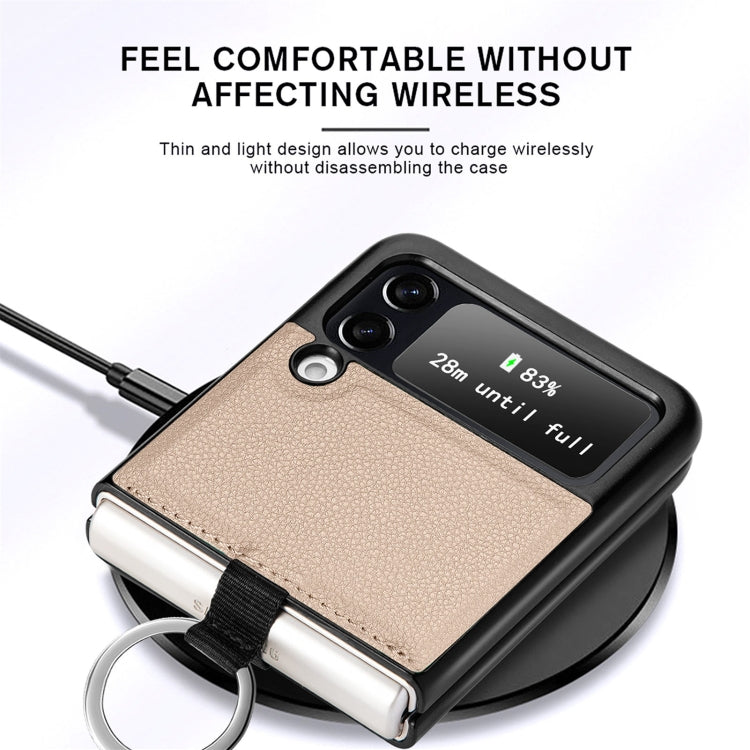 For Samsung Galaxy Z Flip3 5G Litchi Pattern Folding Phone Case with Ring Buckle