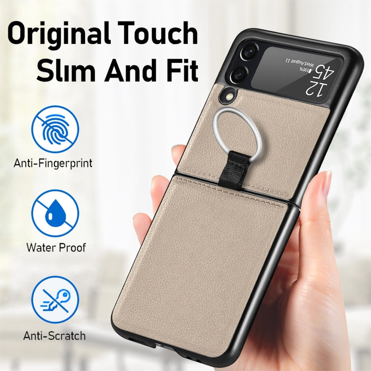 For Samsung Galaxy Z Flip3 5G Litchi Pattern Folding Phone Case with Ring Buckle