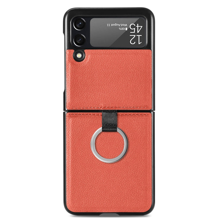 For Samsung Galaxy Z Flip3 5G Litchi Pattern Folding Phone Case with Ring Buckle
