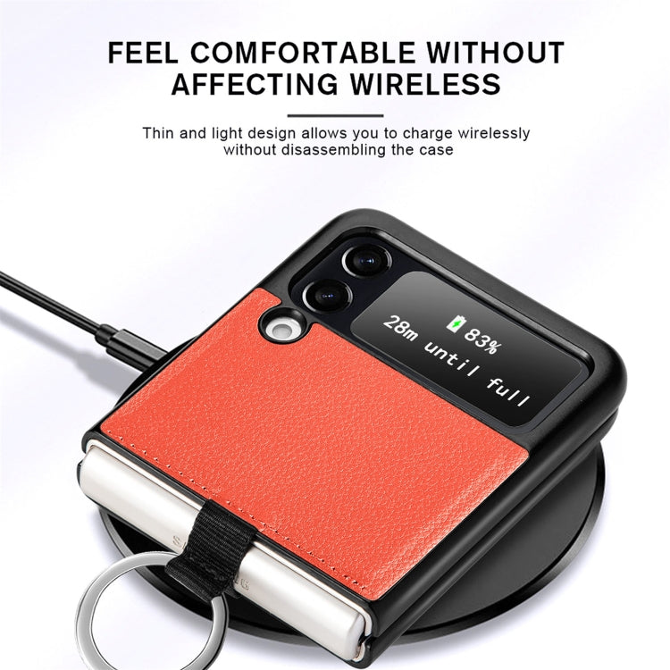 For Samsung Galaxy Z Flip3 5G Litchi Pattern Folding Phone Case with Ring Buckle