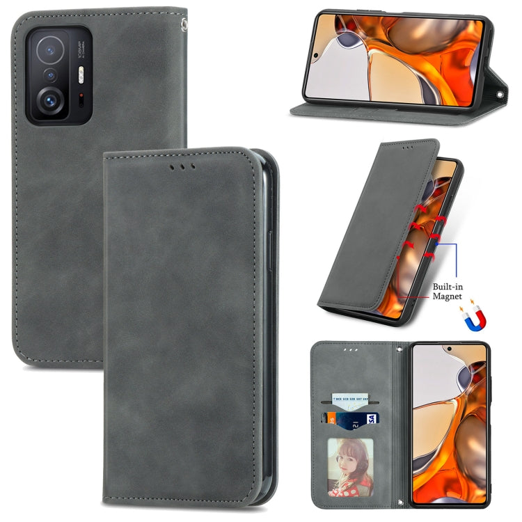 For Xiaomi Mi 11T / 11T Pro Retro Skin Feel Magnetic Horizontal Flip Leather Case with Holder & Card Slots & Wallet & Photo Frame