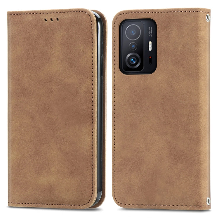 For Xiaomi Mi 11T / 11T Pro Retro Skin Feel Magnetic Horizontal Flip Leather Case with Holder & Card Slots & Wallet & Photo Frame