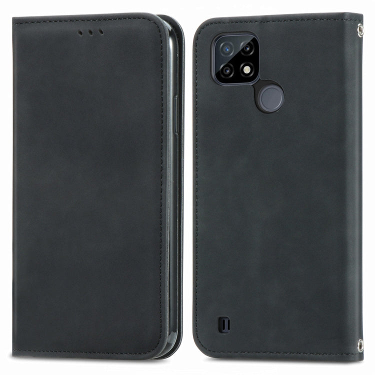 For OPPO Realme C21Y Retro Skin Feel Magnetic Horizontal Flip Leather Case With Holder & Card Slots & Wallet & Photo Frame