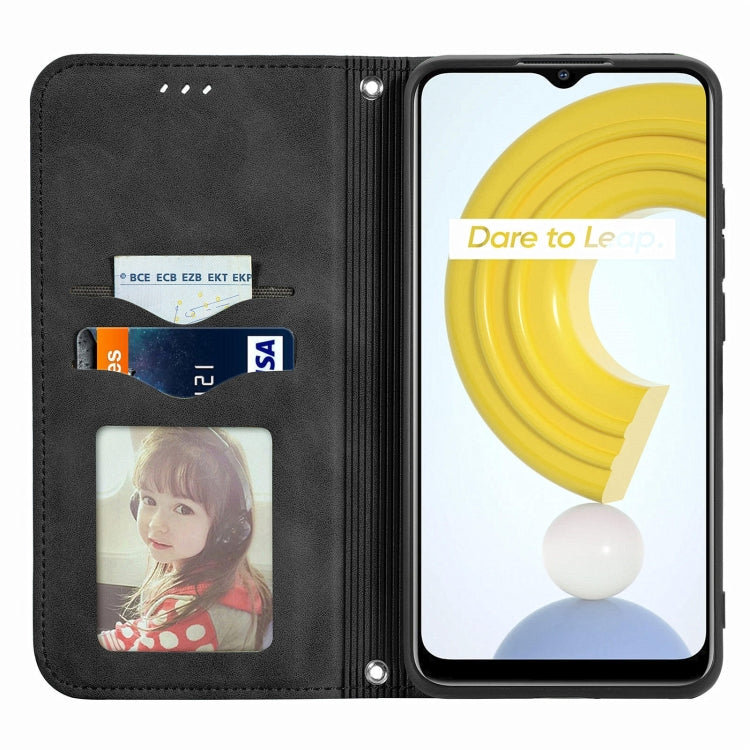 For OPPO Realme C21Y Retro Skin Feel Magnetic Horizontal Flip Leather Case With Holder & Card Slots & Wallet & Photo Frame