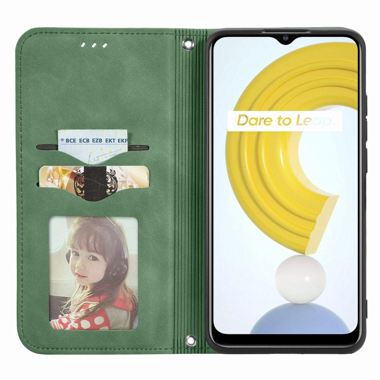 For OPPO Realme C21Y Retro Skin Feel Magnetic Horizontal Flip Leather Case With Holder & Card Slots & Wallet & Photo Frame