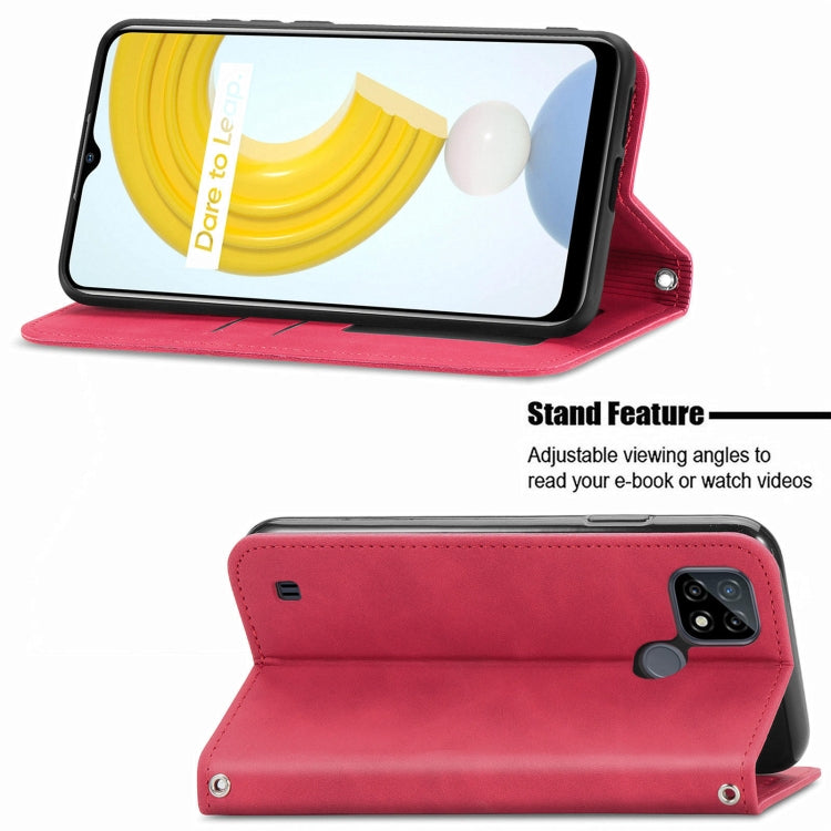 For OPPO Realme C21Y Retro Skin Feel Magnetic Horizontal Flip Leather Case With Holder & Card Slots & Wallet & Photo Frame