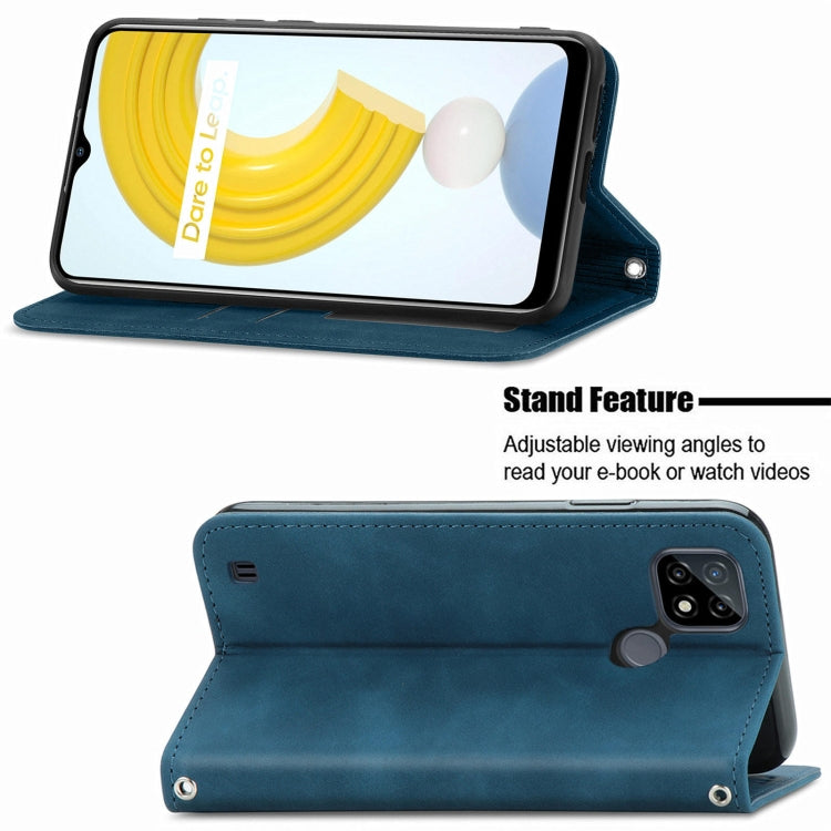 For OPPO Realme C21Y Retro Skin Feel Magnetic Horizontal Flip Leather Case With Holder & Card Slots & Wallet & Photo Frame