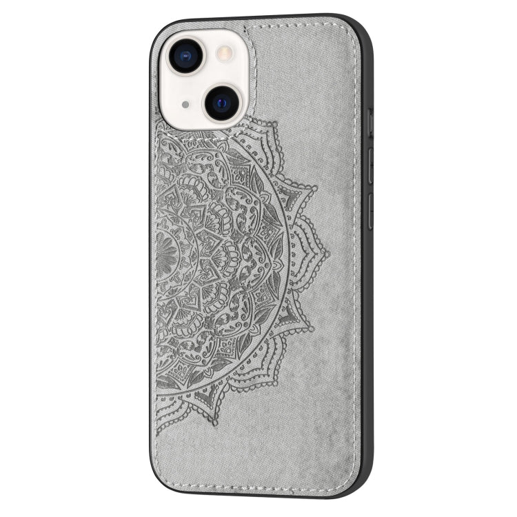 For iPhone 13 mini Mandala Embossed Cloth Cover PC + TPU Case with Magnetic Function and Hand Strap