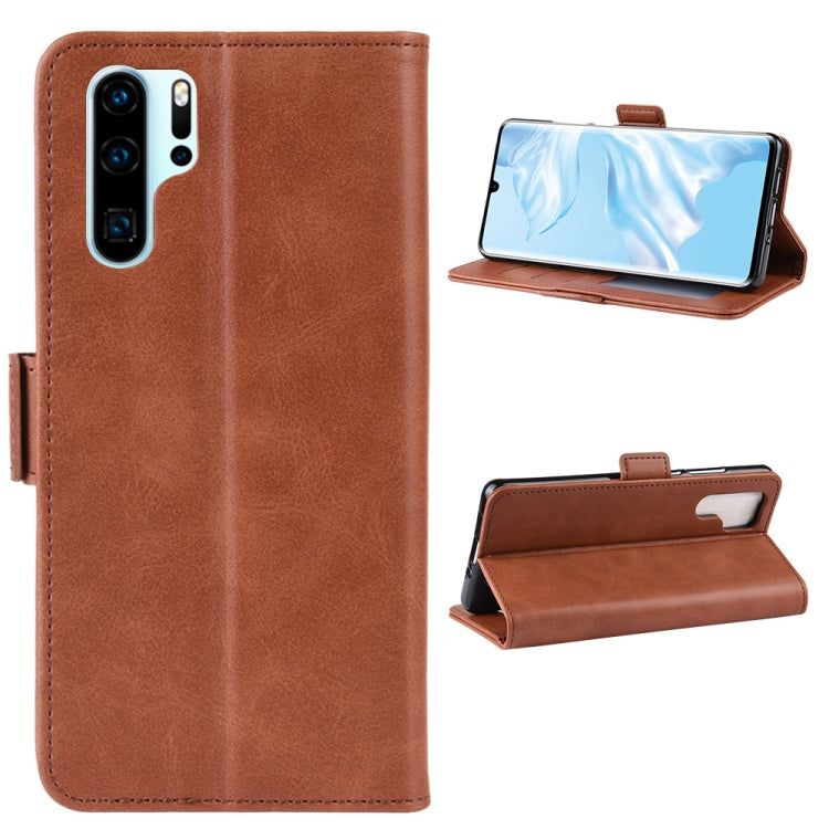 Dual-side Magnetic Buckle Horizontal Flip Leather Case for Huawei P30 Pro, with Holder & Card Slots & Wallet & Photo Frame