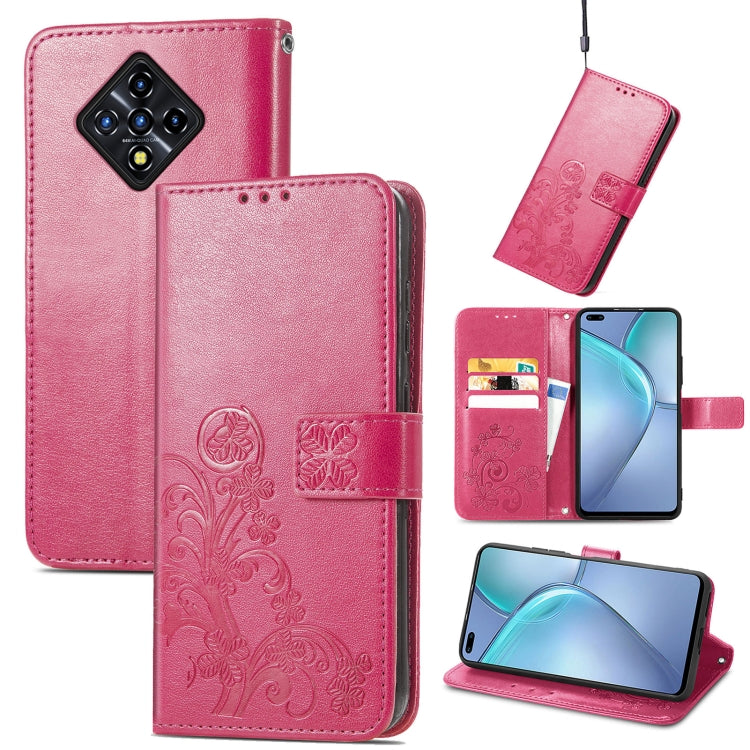 For Infinix Zero 8 Four-leaf Clasp Embossed Leather Case with Lanyard & Card Slot & Wallet & Holder