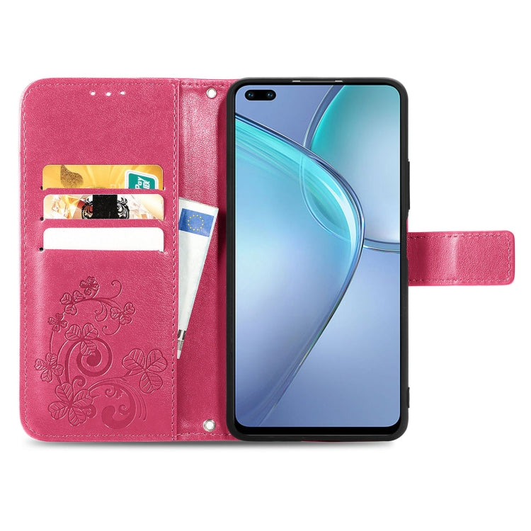 For Infinix Zero 8 Four-leaf Clasp Embossed Leather Case with Lanyard & Card Slot & Wallet & Holder