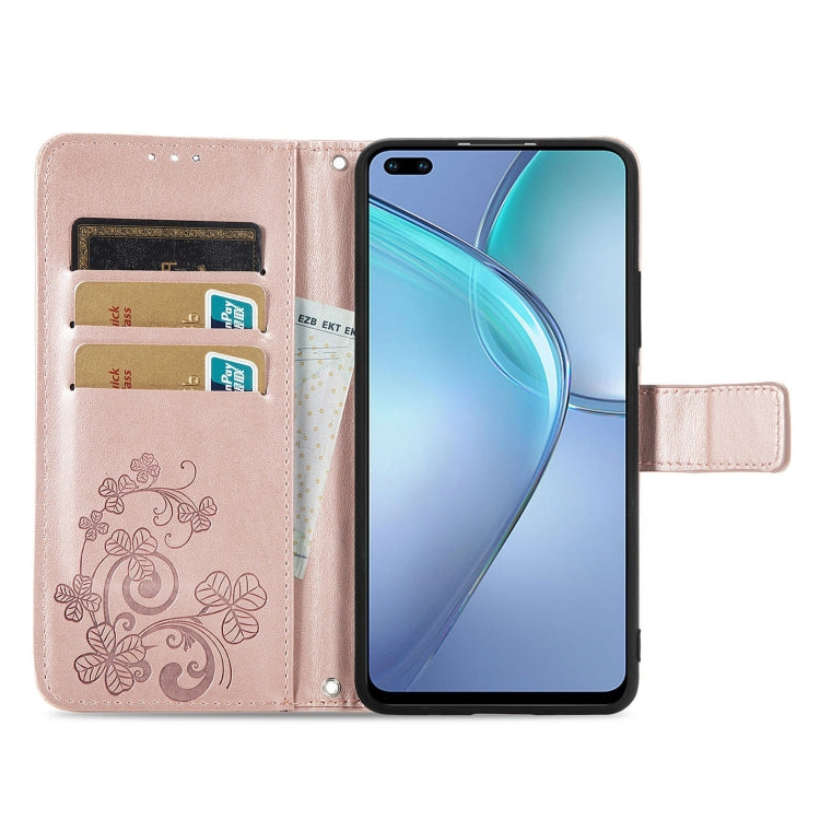 For Infinix Zero 8 Four-leaf Clasp Embossed Leather Case with Lanyard & Card Slot & Wallet & Holder