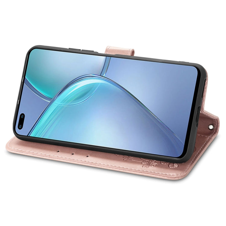 For Infinix Zero 8 Four-leaf Clasp Embossed Leather Case with Lanyard & Card Slot & Wallet & Holder