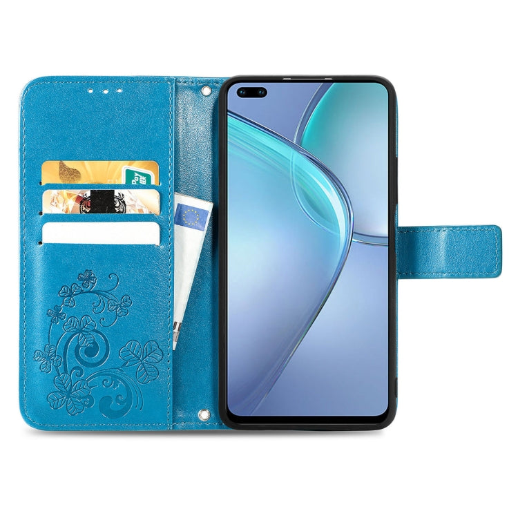For Infinix Zero 8 Four-leaf Clasp Embossed Leather Case with Lanyard & Card Slot & Wallet & Holder