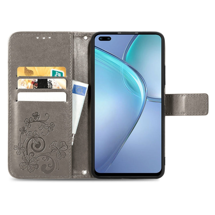 For Infinix Zero 8 Four-leaf Clasp Embossed Leather Case with Lanyard & Card Slot & Wallet & Holder