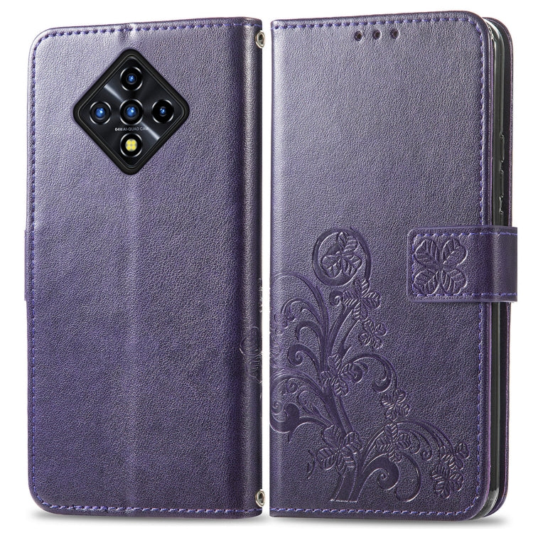 For Infinix Zero 8 Four-leaf Clasp Embossed Leather Case with Lanyard & Card Slot & Wallet & Holder