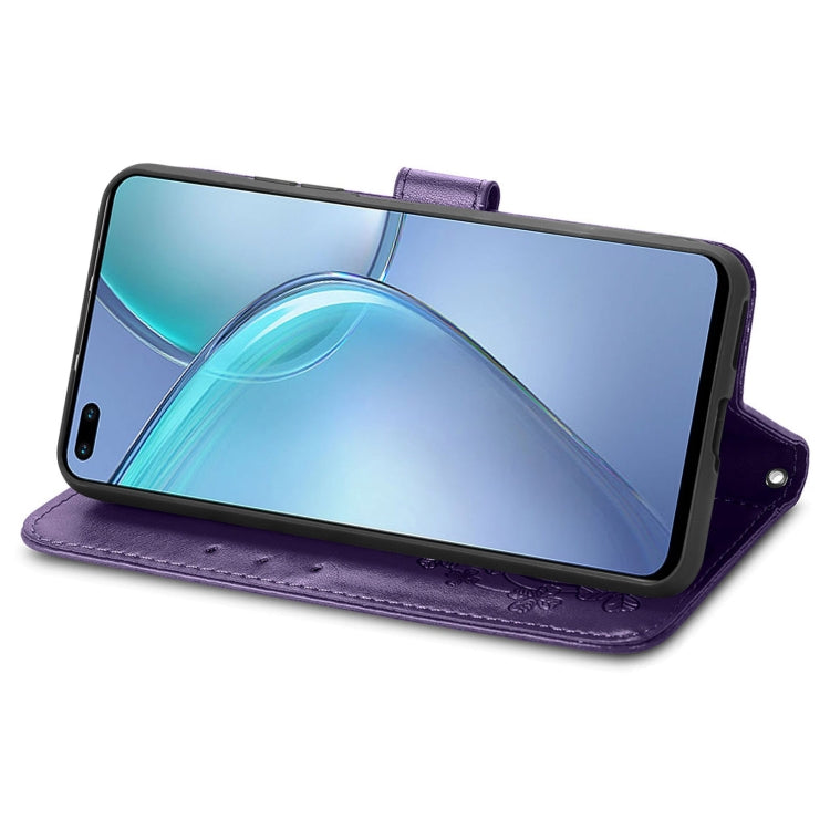 For Infinix Zero 8 Four-leaf Clasp Embossed Leather Case with Lanyard & Card Slot & Wallet & Holder