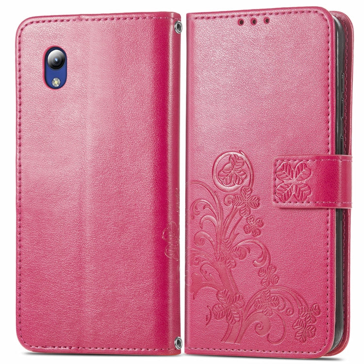 For ZTE Blade A31 Lite Four-leaf Clasp Embossed Leather Case with Lanyard & Card Slot & Wallet & Holder