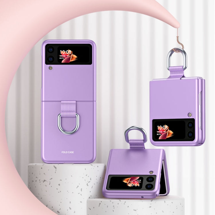 For Samsung Galaxy Z Flip3 5G Skin Feel Folding Phone Case with Drawstring Key Chain