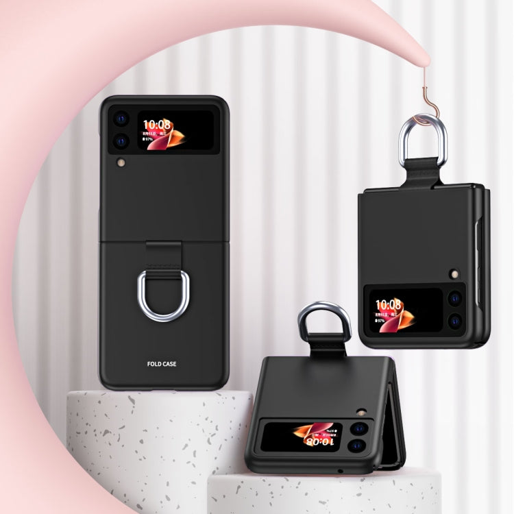 For Samsung Galaxy Z Flip3 5G Skin Feel Folding Phone Case with Drawstring Key Chain
