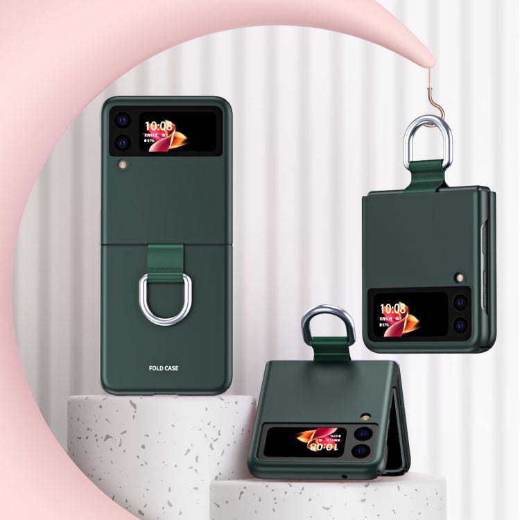 For Samsung Galaxy Z Flip3 5G Skin Feel Folding Phone Case with Drawstring Key Chain