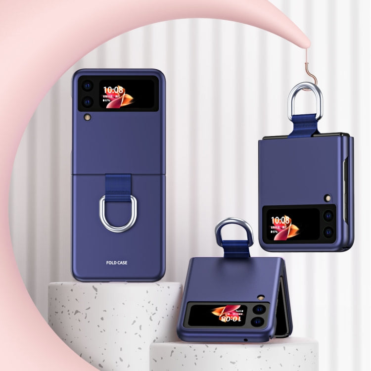 For Samsung Galaxy Z Flip3 5G Skin Feel Folding Phone Case with Drawstring Key Chain