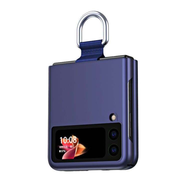 For Samsung Galaxy Z Flip3 5G Skin Feel Folding Phone Case with Drawstring Key Chain