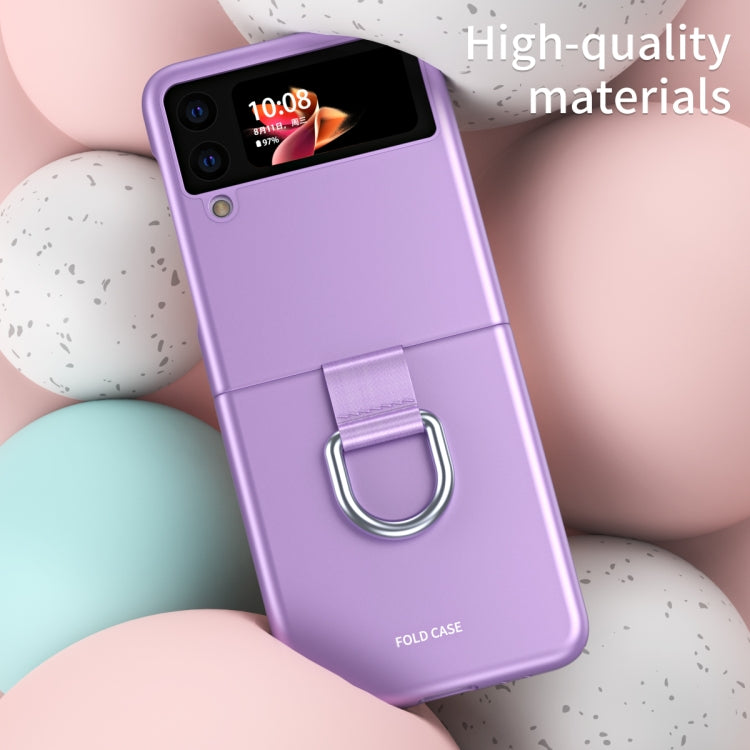 For Samsung Galaxy Z Flip3 5G Skin Feel Folding Phone Case with Drawstring Key Chain
