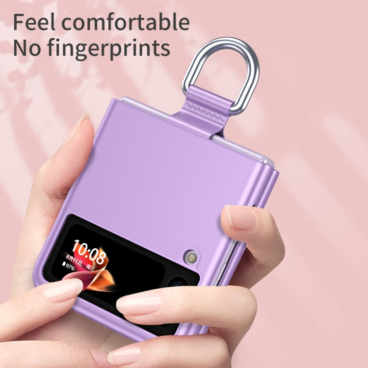 For Samsung Galaxy Z Flip3 5G Skin Feel Folding Phone Case with Drawstring Key Chain