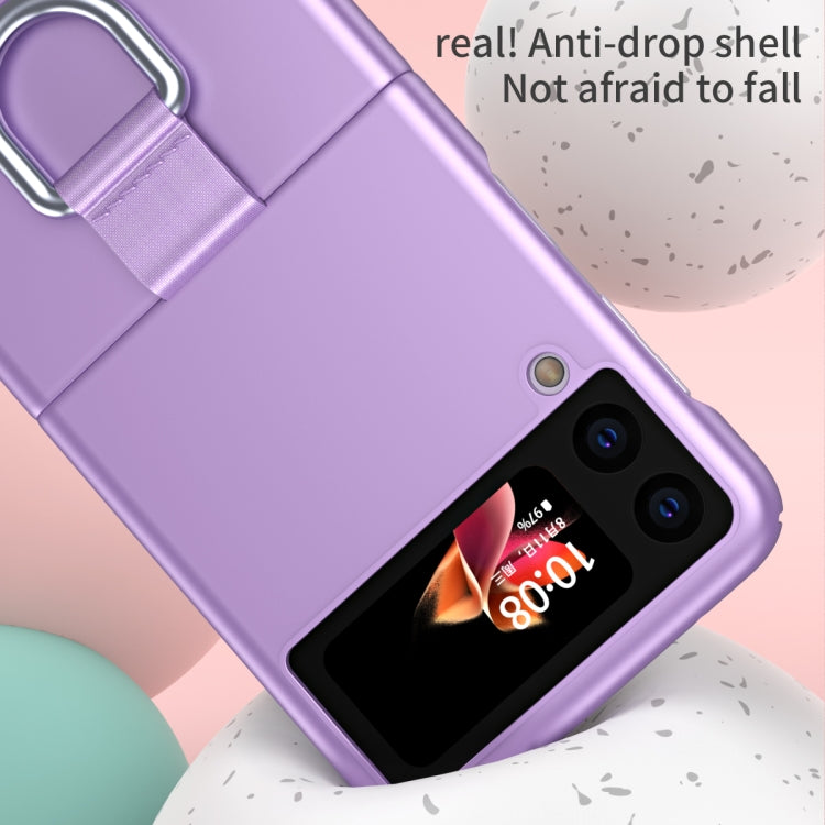 For Samsung Galaxy Z Flip3 5G Skin Feel Folding Phone Case with Drawstring Key Chain