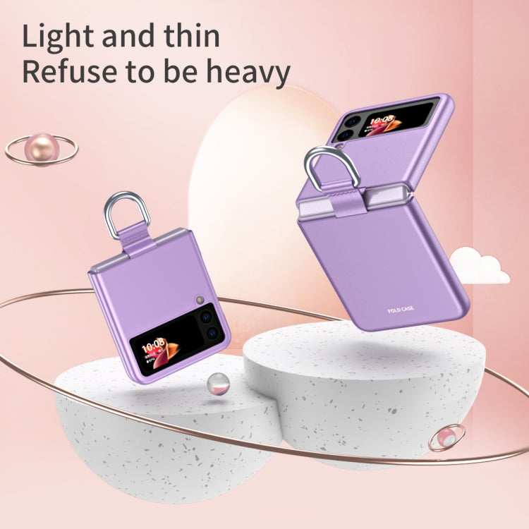 For Samsung Galaxy Z Flip3 5G Skin Feel Folding Phone Case with Drawstring Key Chain