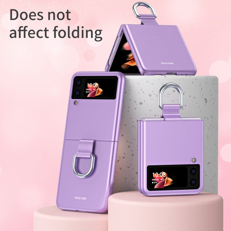 For Samsung Galaxy Z Flip3 5G Skin Feel Folding Phone Case with Drawstring Key Chain