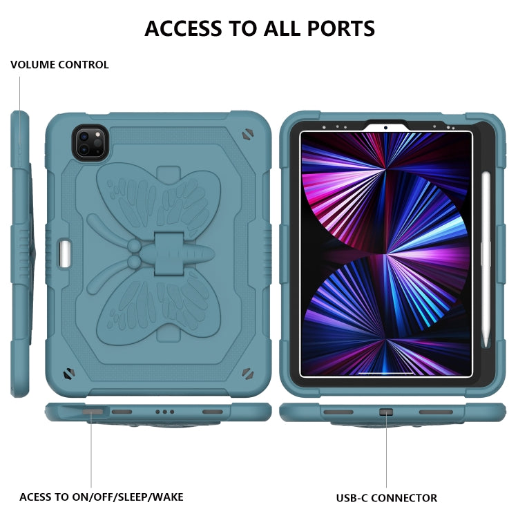 Pure Color PC + Silicone Anti-drop Tablet Tablet Case with Butterfly Holder & Pen Slot For iPad Pro 11 2018 & 2020 & 2021 & Air 2020 10.9