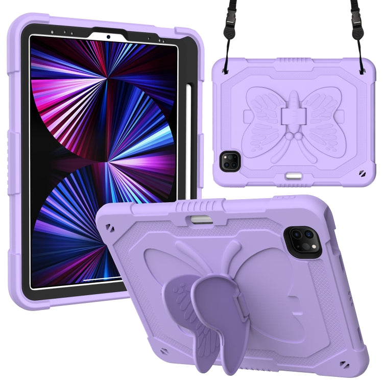 Pure Color PC + Silicone Anti-drop Tablet Tablet Case with Butterfly Holder & Pen Slot For iPad Pro 11 2018 & 2020 & 2021 & Air 2020 10.9