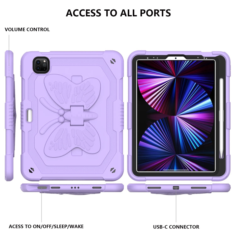 Pure Color PC + Silicone Anti-drop Tablet Tablet Case with Butterfly Holder & Pen Slot For iPad Pro 11 2018 & 2020 & 2021 & Air 2020 10.9