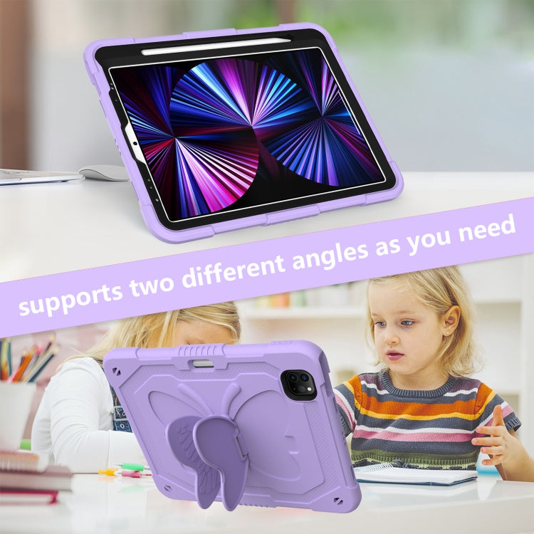 Pure Color PC + Silicone Anti-drop Tablet Tablet Case with Butterfly Holder & Pen Slot For iPad Pro 11 2018 & 2020 & 2021 & Air 2020 10.9