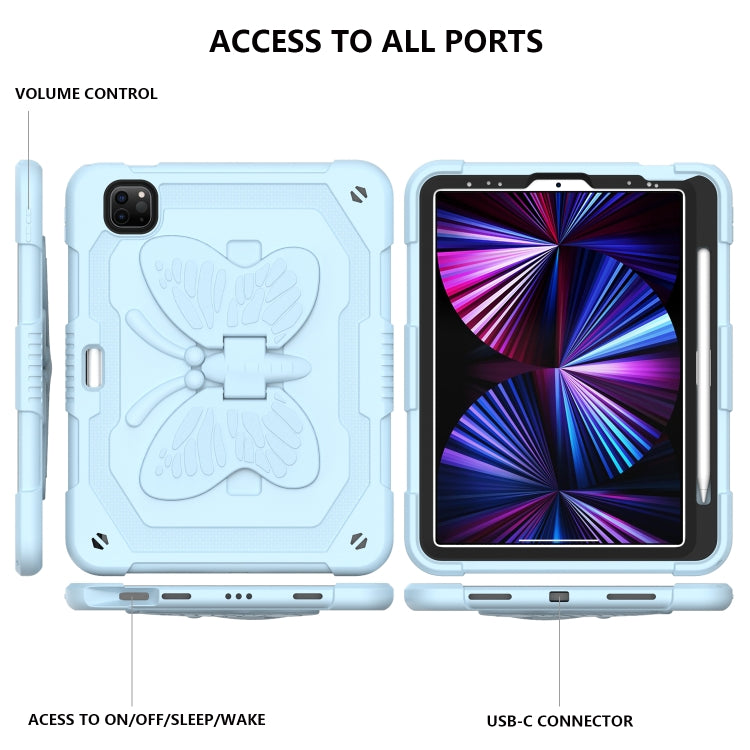 Pure Color PC + Silicone Anti-drop Tablet Tablet Case with Butterfly Holder & Pen Slot For iPad Pro 11 2018 & 2020 & 2021 & Air 2020 10.9