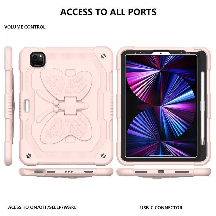 Pure Color PC + Silicone Anti-drop Tablet Tablet Case with Butterfly Holder & Pen Slot For iPad Pro 11 2018 & 2020 & 2021 & Air 2020 10.9