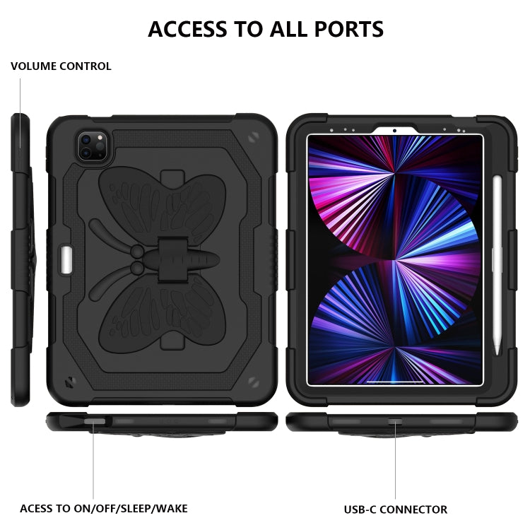 Pure Color PC + Silicone Anti-drop Tablet Tablet Case with Butterfly Holder & Pen Slot For iPad Pro 11 2018 & 2020 & 2021 & Air 2020 10.9
