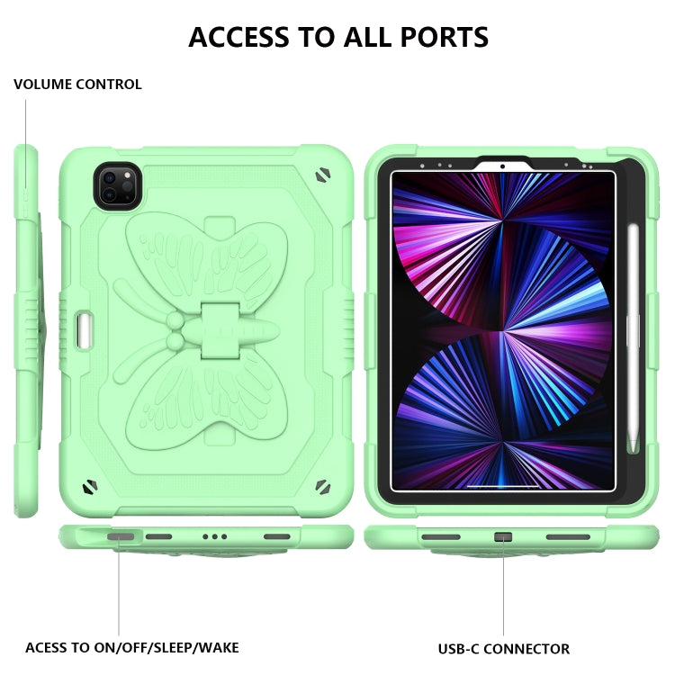 Pure Color PC + Silicone Anti-drop Tablet Tablet Case with Butterfly Holder & Pen Slot For iPad Pro 11 2018 & 2020 & 2021 & Air 2020 10.9