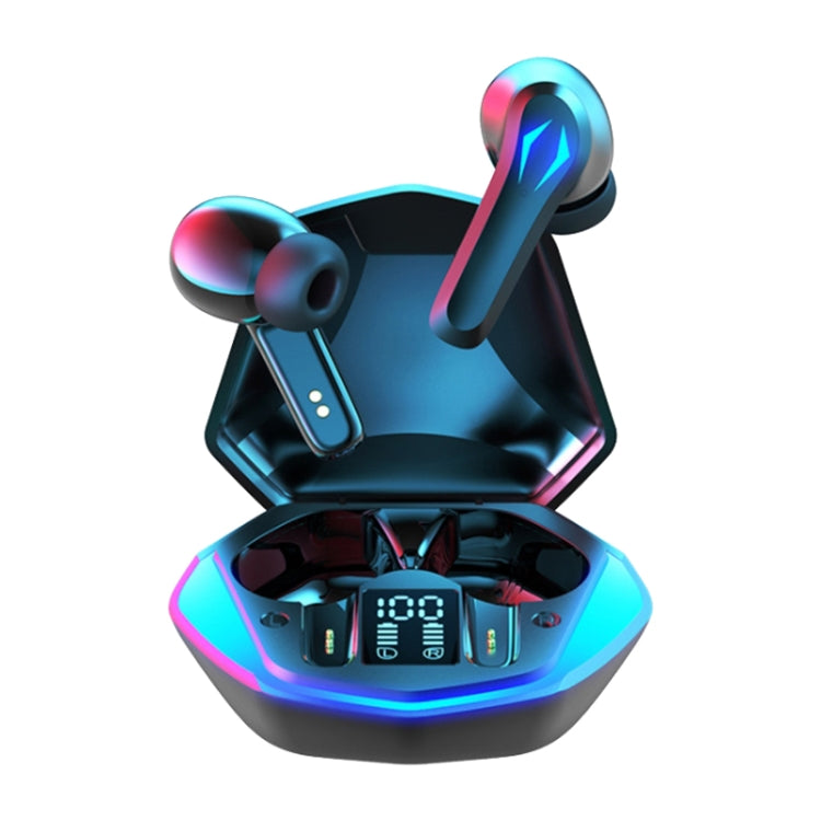 TWS-Y03 Bluetooth 5.2 Zero Delay Game Earphones with LED Digital Display Charging Box(Black)