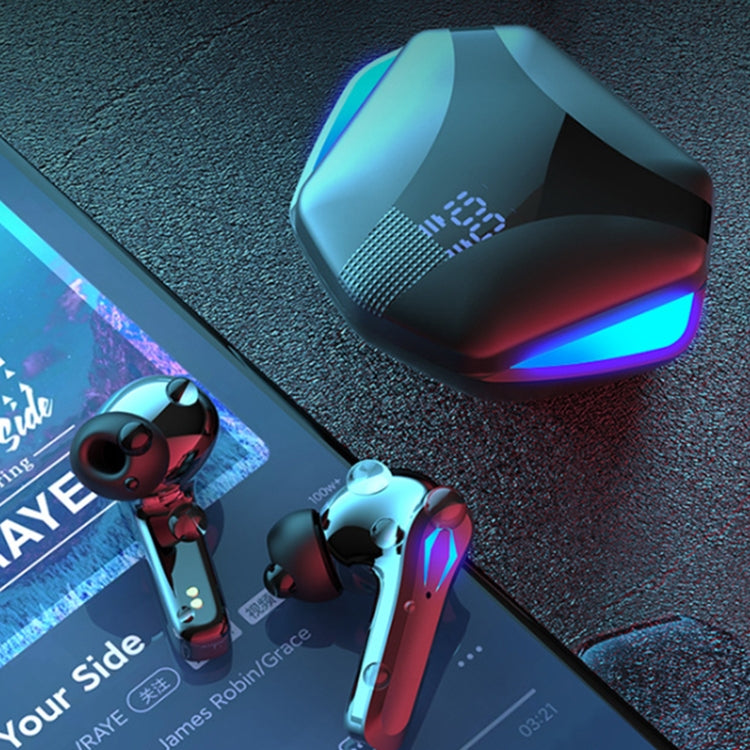 TWS-Y03 Bluetooth 5.2 Zero Delay Game Earphones with LED Digital Display Charging Box(Black)