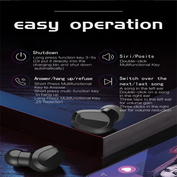 H3 TWS Wireless Bluetooth V5.0+EDR Stereo Music Bluetooth Headset with Charging Box